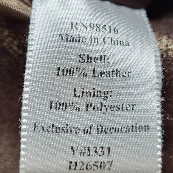 Coldwater Creek Brown Gold Shimmer Suede Leather Zip Up Western Jacket Size Med - Picture 11 of 12